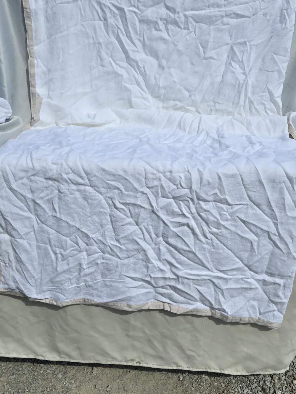 Quince Twin Contrast Flange Duvet Cover Sham Set White Sand European Linen